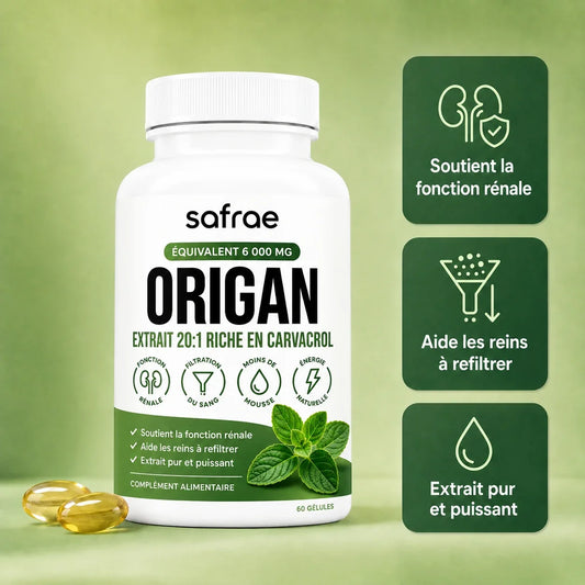 Flacon Safrae huile d'origan, extrait 20:1 riche en carvacrol