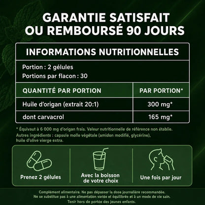 Informations nutritionnelles et garantie 90 jours